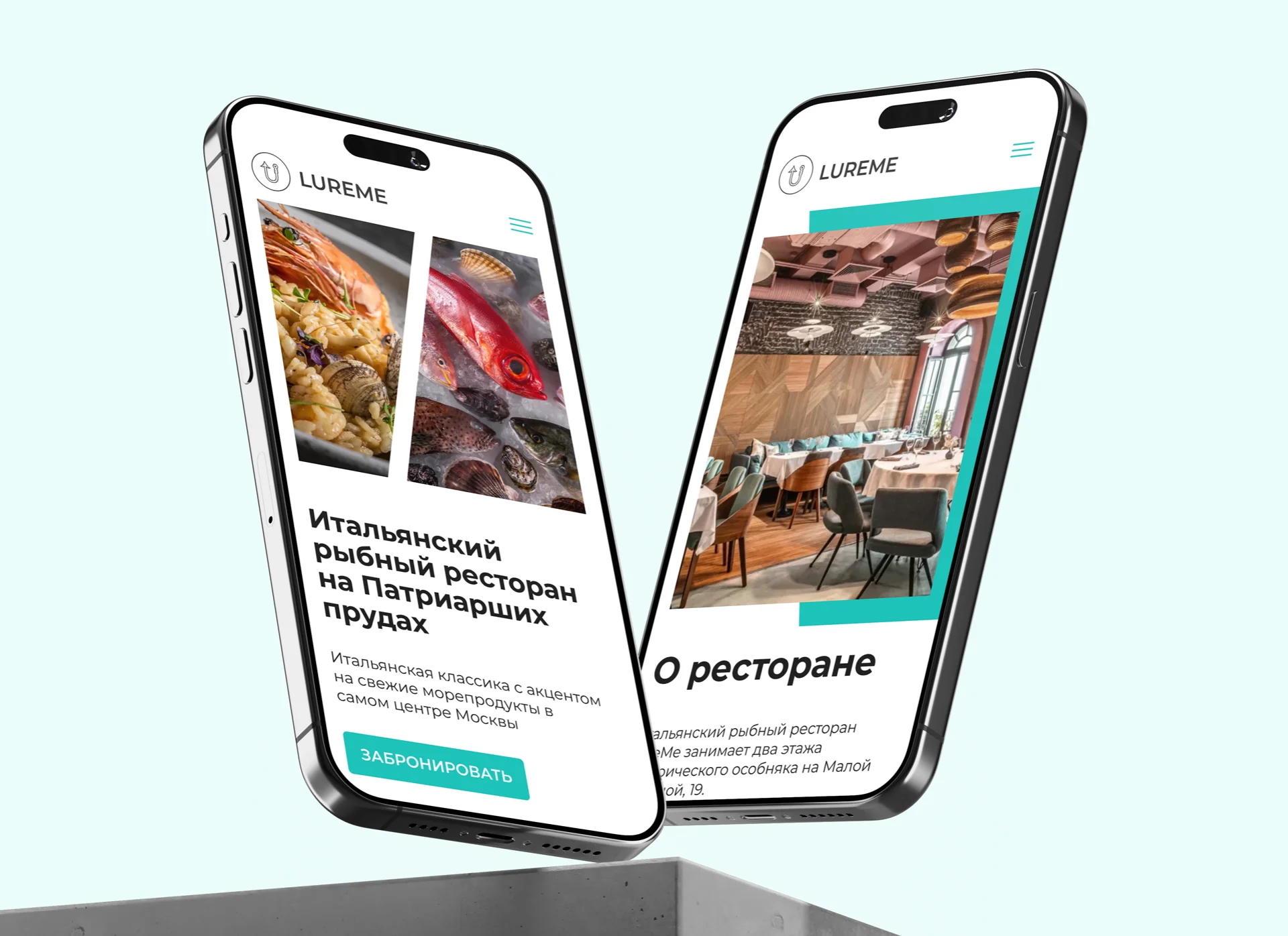 Mobile screens showcasing a website layout for an Italian restaurant